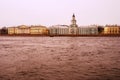 Architecture of Saint-Petersburg, Russia. Academy of arts and Kunstcamera museum